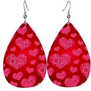 ✨3 for$20✨ NWT Gorgeous Valentine’s Vegan Leather Dangling Teardrop Earr…